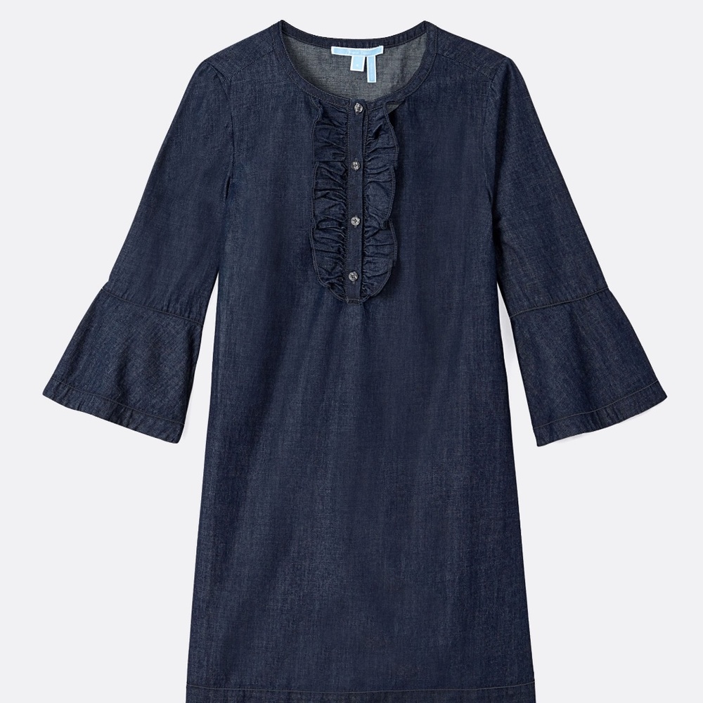 Draper James Chambray Ruffle Shift Dress